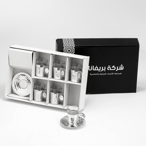 ٦ كاسات شاي مع مسكة فضي